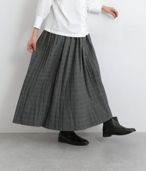 裏起毛チェックプリーツスカート(グレーチェック-F)
