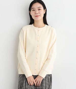 ドライタッチサカリバラグランスナップカーディガン(アイボリー-ONESIZE)
