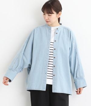 デニムコクーンドルマンチュニック(ブルー-ONESIZE)