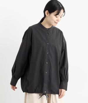 裾スピンドルシャツチュニック(ブラック-F)