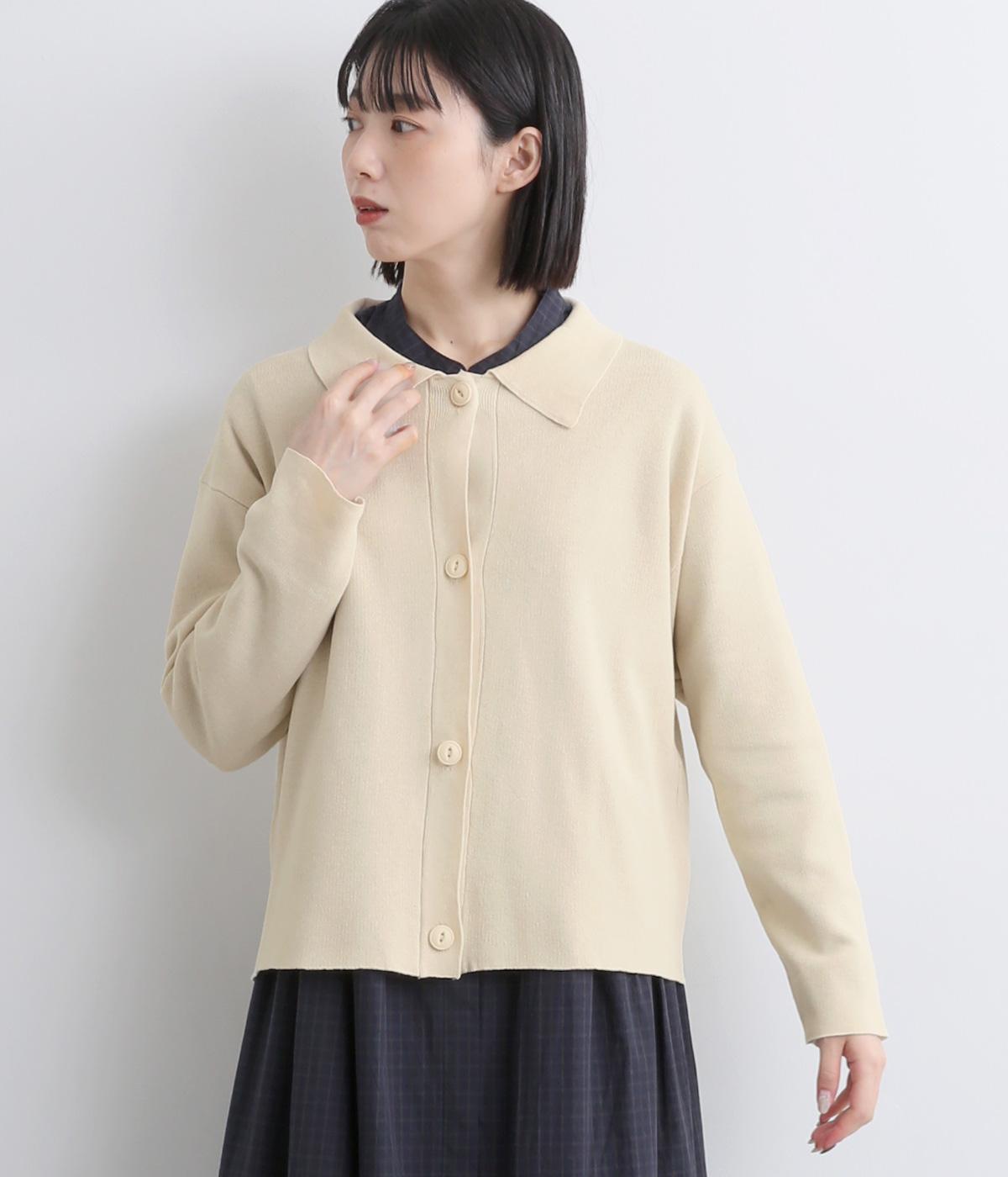 襟付きニットカーディガン(アイボリー-F)