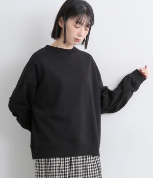 ボリュームスリーブ裏毛プルオーバー(ブラック-F)