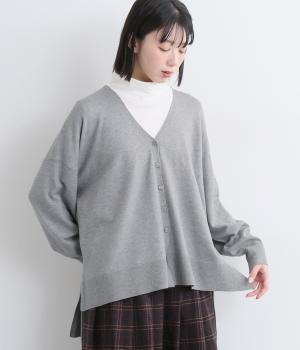 シアーバターニットワイドゆるデイリーカーディガン(杢グレー-F)