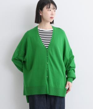 シアーバターニットワイドゆるデイリーカーディガン(グリーン-F)
