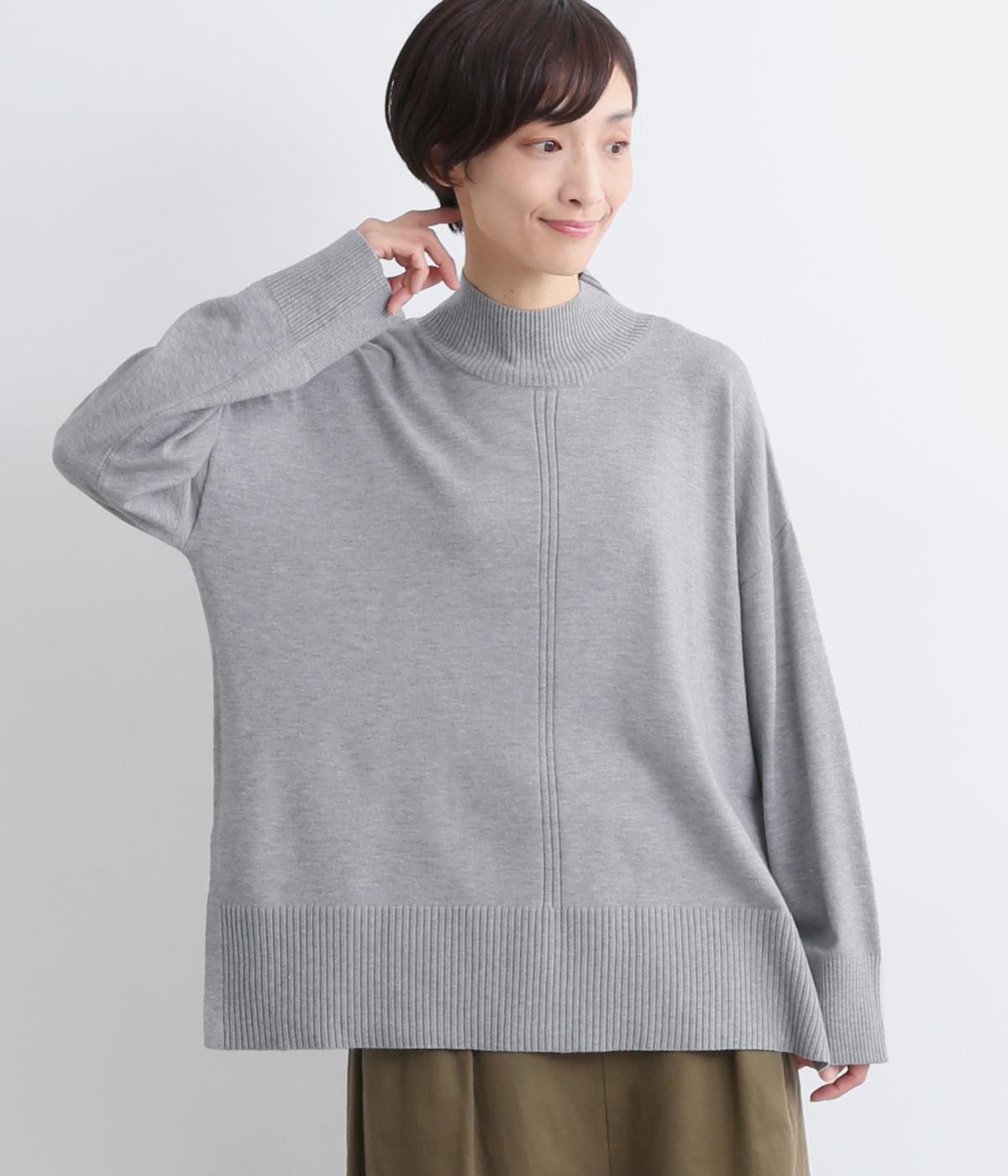シアーバターニットサイドスリットデイリープルオーバー(杢グレー-F)