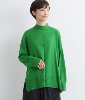 シアーバターニットサイドスリットデイリープルオーバー(グリーン-F)