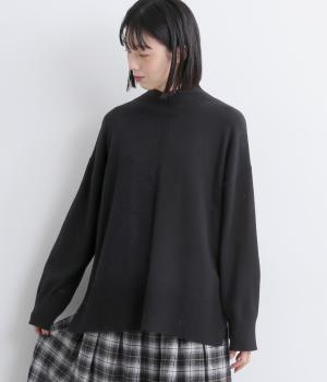 シアーバターニットサイドスリットデイリープルオーバー(ブラック-F)