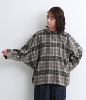 起毛チェックコクーンドルマンチュニック