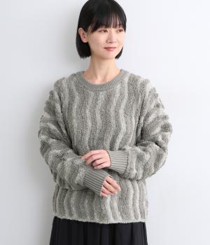 ブークレジャカードドルマンニットプルオーバー(グレー-F)