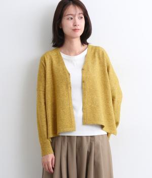 ECOミックスヤーンポンチョVネックカーディガン(マスタード-F)