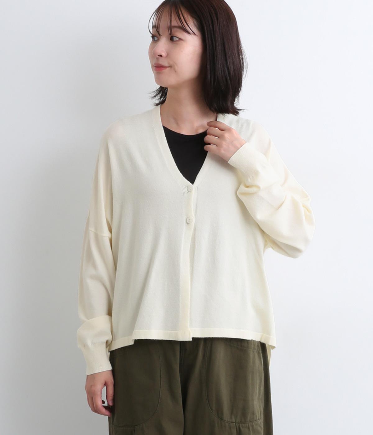 エラスキンゆったりポンチョカーディガン(オフ-F)