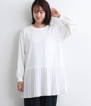 ポリデシン裾プリーツチュニック(オフ-F)