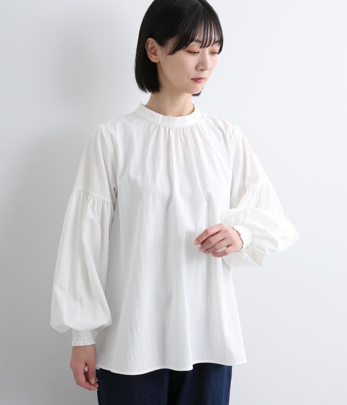 ライトワッシャーポリ袖ボリュームブラウス(オフ-F)