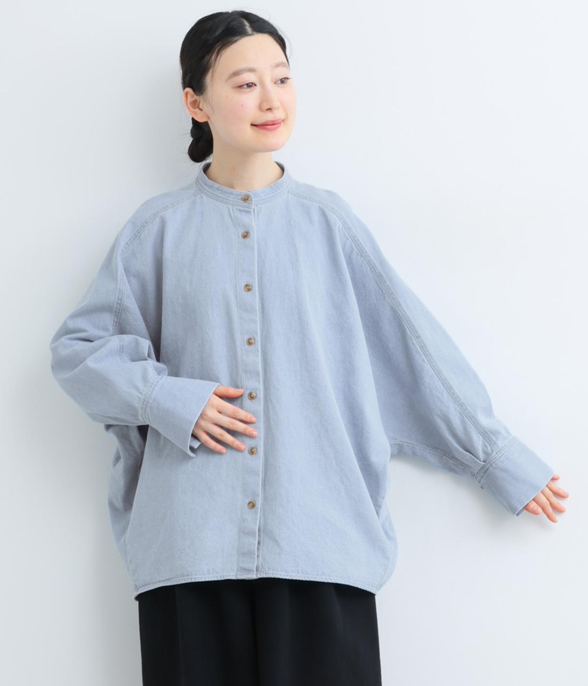 デニムコクーンドルマンチュニック(サックス-F)