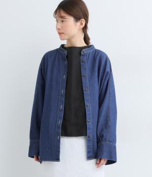 デニムコクーンドルマンチュニック(ブルー-F)