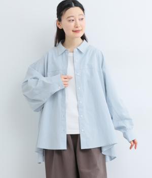 ウォッシュブロード立体テントチュニック(サックス-F)