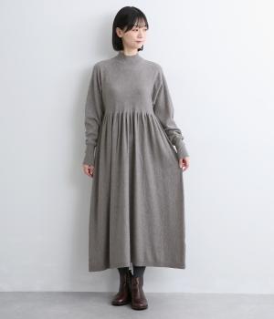 エラスキンハイネックロングワンピース(杢グレー-F)