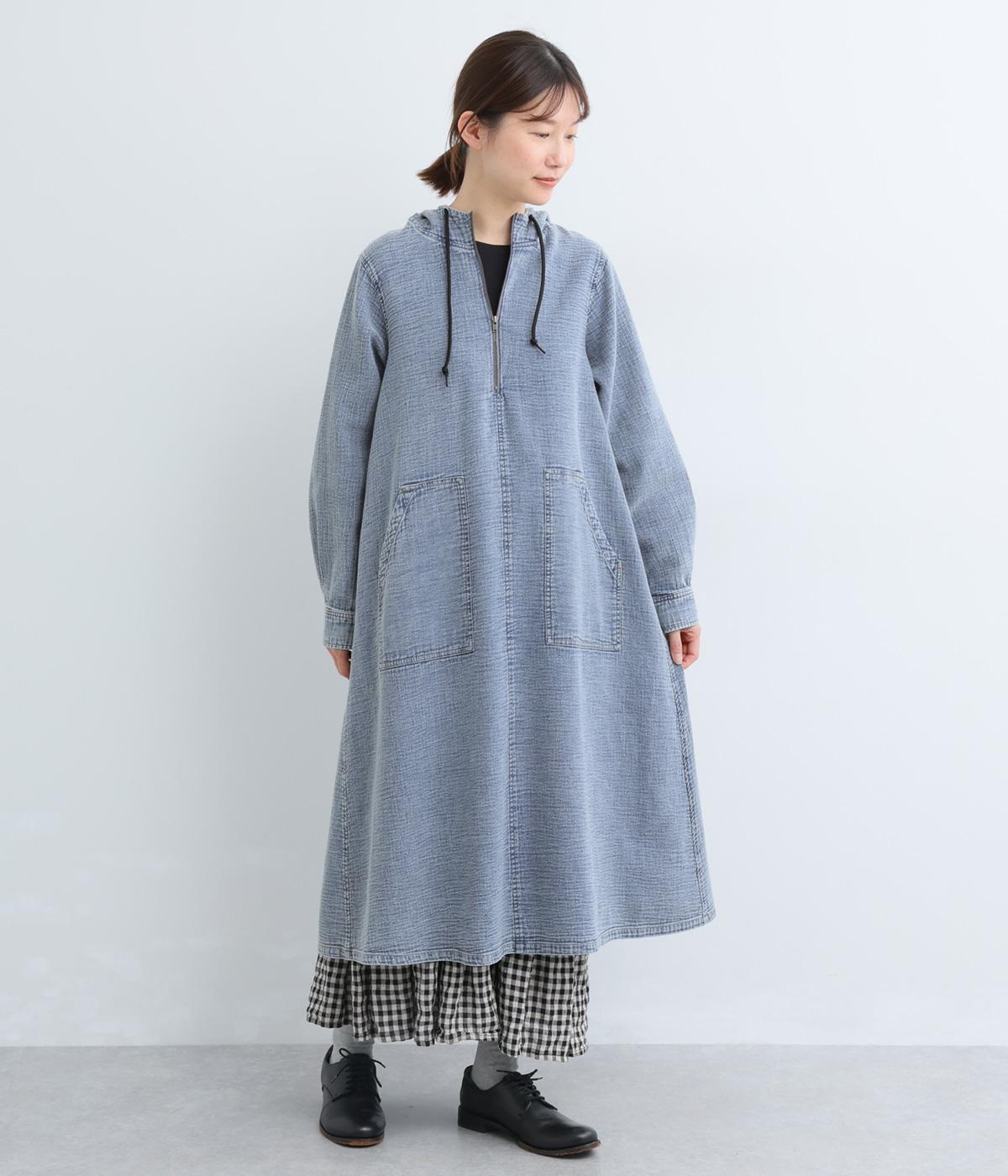 インディゴガーゼフードワンピース(ブルー-F)