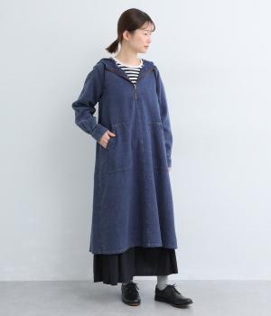 インディゴガーゼフードワンピース(ネイビー-F)