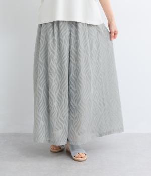 波柄カットジャカード　タックフレアーパンツ