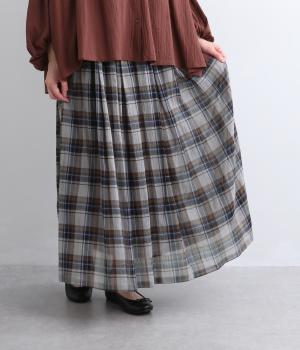 コットンチェックタックギャザースカート
