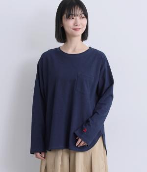 インディゴ天竺刺繍ロンTシャツ(ネイビー-F)