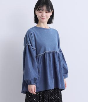 デニムドッキングインディゴ天竺プルオーバー