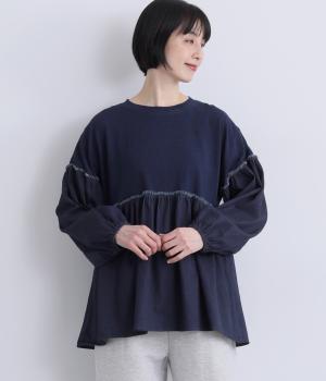 デニムドッキングインディゴ天竺プルオーバー(ネイビー-F)