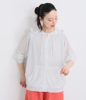 梨地UVカットドルマンジップパーカー(オフ-F)