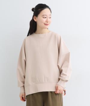 エアースウェット×柄布帛バックプリントシャーリングプルオーバー