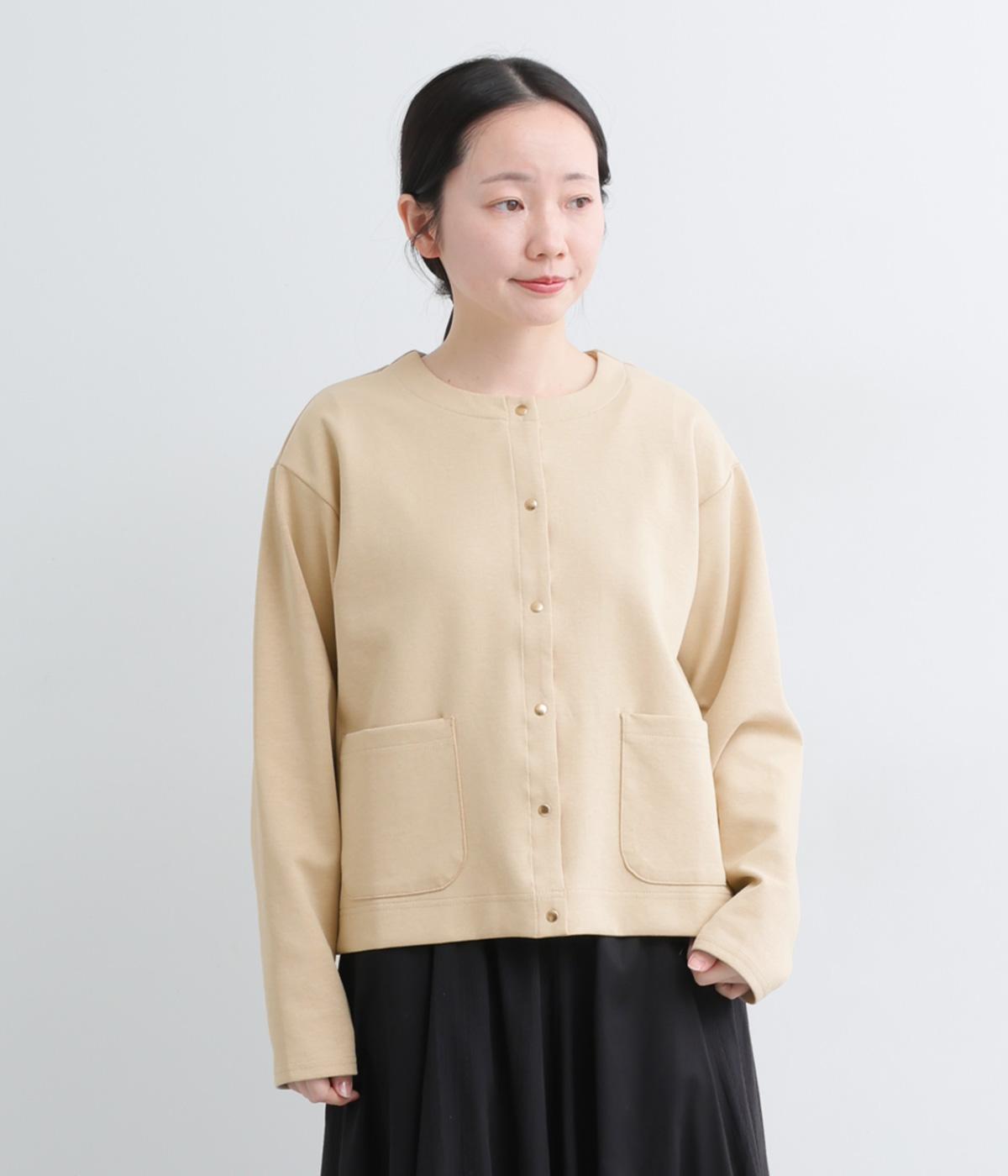 ダブルフェイススナップカーディガン(ベージュ-F)