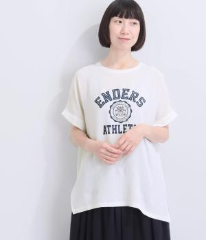 接触冷感シボカットカレッジプリントT(オフ-F)