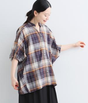コットン袖バルーンドルマンチュニック(ネイビー-F)