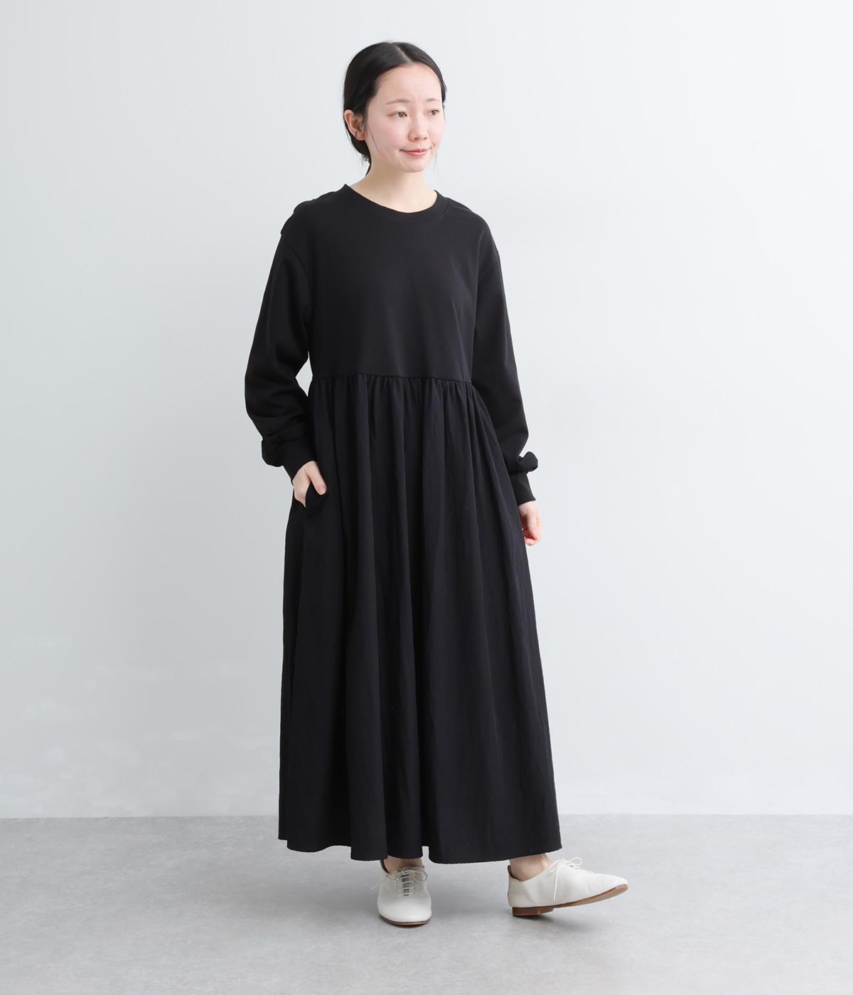 クリーンサマー異素材ドッキングマキシワンピース(クロ-F)