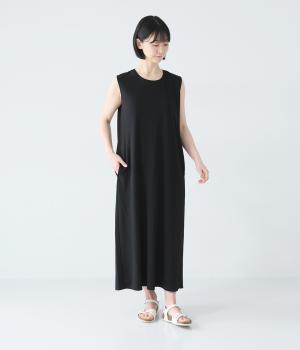 カットジョーゼットノースリーブマキシワンピース(クロ-F)