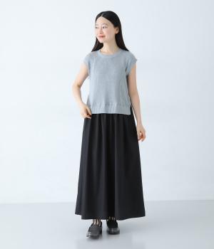 布帛ドッキングワンピース(チャコールグレー-F)