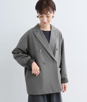 ツイルストレッチ　一重Wテーラージャケット（グレー・F）