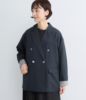 ツイルストレッチ　一重Wテーラージャケット（ネイビー・F）