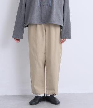 コットンチノテーパードパンツ(ベージュ-F)