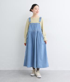ライトデニムサロペットスカート(ブルー-F)