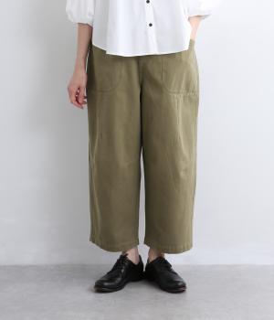 コットンヘリンボーンオウヴァムパンツ(カーキ-F)