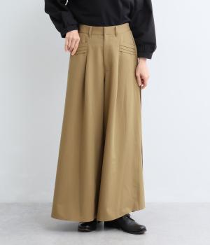 ツイルストレッチ　サイドボックスワイドパンツ（キャメル・F）