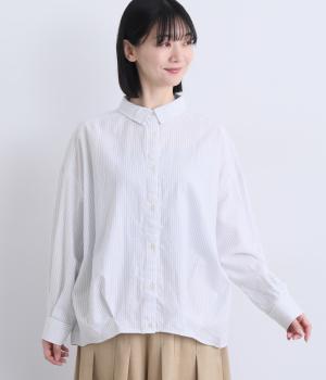 ソフトオックス裾ダーツシャツ(ブルー-F)