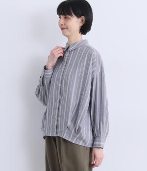 ソフトオックス裾ダーツシャツ(ネイビー-F)