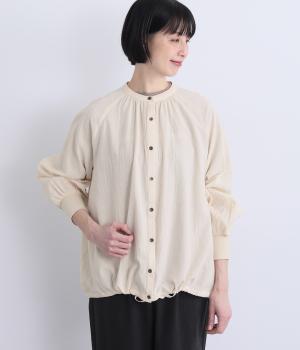 ウォッシュコットン袖リブカーディガン(アイボリー-F)