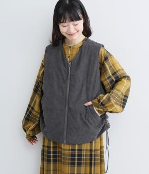 異素材切替ドロストベスト（クロ・F）
