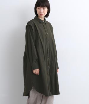 肩タックシャツワンピース(クロ-F)