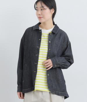 コットンリネンデニムジャケット(ネイビー-F)
