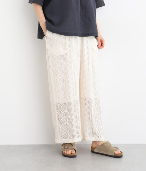 コットンレーステキスタイルパンツ(ホワイト-ONESIZE)