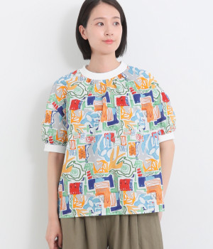シャリシャリオックスリブクルーＴシャツ(ホワイトB-ONESIZE)